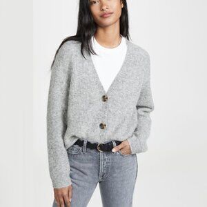 GANNI Wool Knit Cardigan Grey Medium